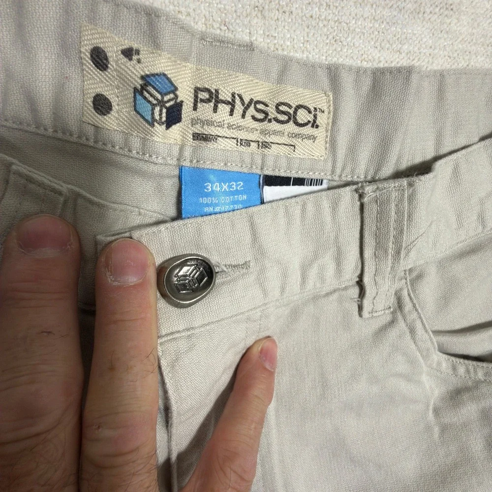 Phys.Sci Carpenter Pants 34x32 Mens Canvas Utility Stone White